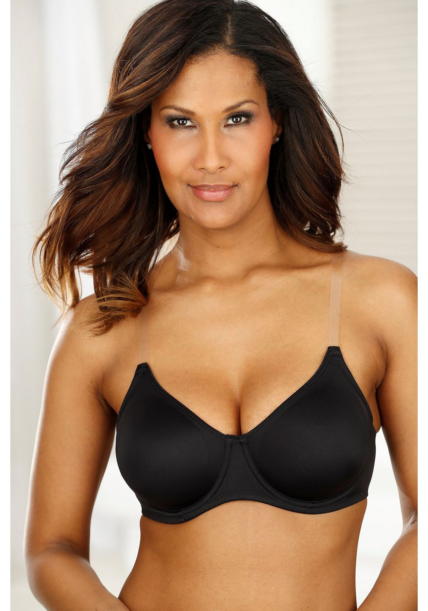 LASCANA Women's Clear Strap Underwire T-Shirt Bra