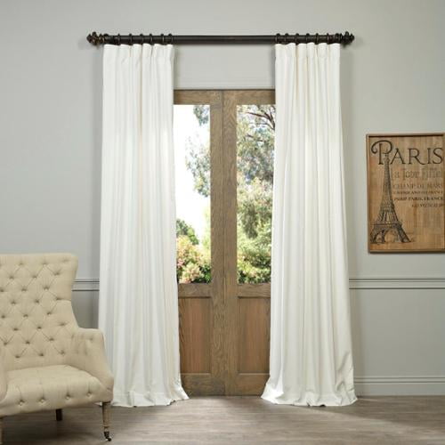 Exclusive Fabrics Vintage Cotton Velvet 108 Inch Length Curtain Panel Com Exclusive Fabrics Vintage Cotton Velvet, Curtains 108 Inch Length