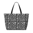 thumbnail image 2 of KLL simple white Snowflake Print Large Beach Tote Bag Women Waterproof Sandproof Zipper Beach Tote Bag for Pool Gym Grocery Travel with Wet Pocket, 2 of 7