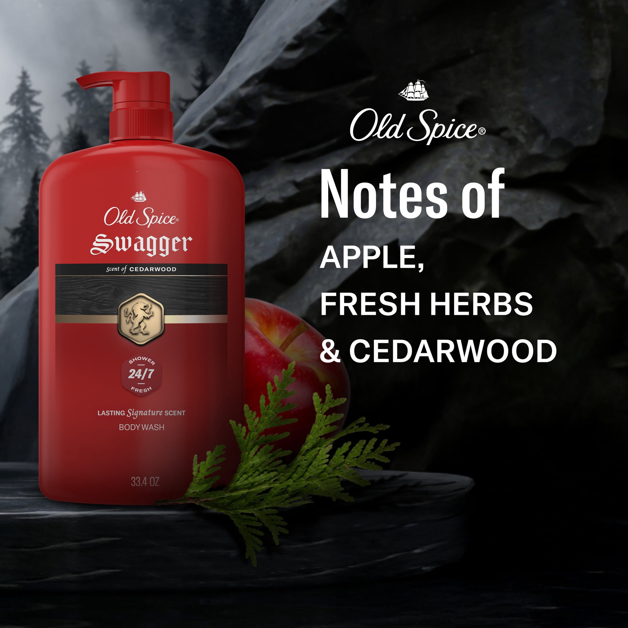 Old Spice Red Collection Body Wash for Men, Swagger Scent, Shower Fresh, Lasting Scent, 33.4 fl oz