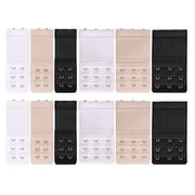 Haobase 12 Pcs Women's Bra Extenders 3 Hook / 2 Hook 3 Row Comfortable Stretchy Bra Extension Strap