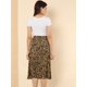 thumbnail image 5 of Allegra K Disfraz De Navidad Para Mujer, Estampado De Leopardo, Elástico, Wasit, Columpio, Fruncido, Plisado, Falda Midi Marrón claro XS, 5 of 6