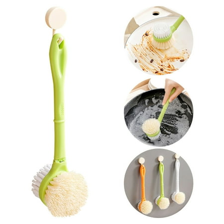 

Mittory Rotating Decontamination Long Handle Double-sided Washing Pot Brush Kitchen Dish Washing Brush Household Washing Pot Brush Sink Stove Cleaning Brush