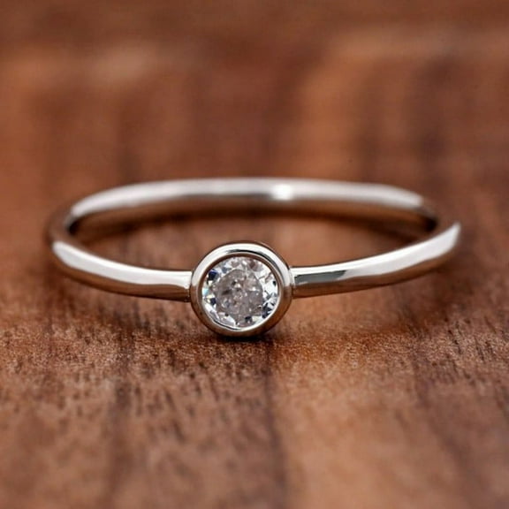 Bow Jewel 1.46 Ct Round Cut Lab Created Diamond Solitaire Ring - 14K White Gold Plated Solitaire Diamond Rings - Birthday Gifts - Bezel Set Forever Ring's - Daily Wear Wedding Ring