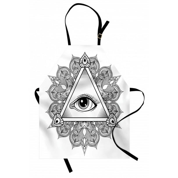 Eye Apron Vintage All Seeing Eye Tattoo Symbol with Boho Mandala Providence Spirit Occultism, Unisex Kitchen Bib Apron with Adjustable Neck for Cooking Baking Gardening, Black White, by Ambesonne Eye Apron Vintage All Seeing Eye Tattoo Symbol with Boho Mandala Providence Spirit Occultism, Unisex Kitchen Bib Apron with Adjustable Neck for Cooking Baking Gardening, Black White, by Ambesonne
