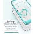 thumbnail image 3 of Vena iPhone 11 Pro Max, vLove Glitter Heart Case Slim Dual Layer Protection - Teal (PC) and Clear TPU with Glitter, 3 of 9