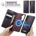 thumbnail image 4 of Dteck For Samsung Galaxy S25 Plus Magnetic Detachable Wallet Case, Shockproof PU Leather TPU Flip Stand with Card & Cash Slot Wireless Charging Anti-Scratch Cover, Purple, 4 of 12