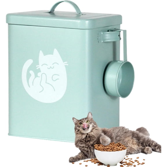6L Airtight Pet Food Storage Container With Scoop, Metal Canister For Kibble Treats And Cereal