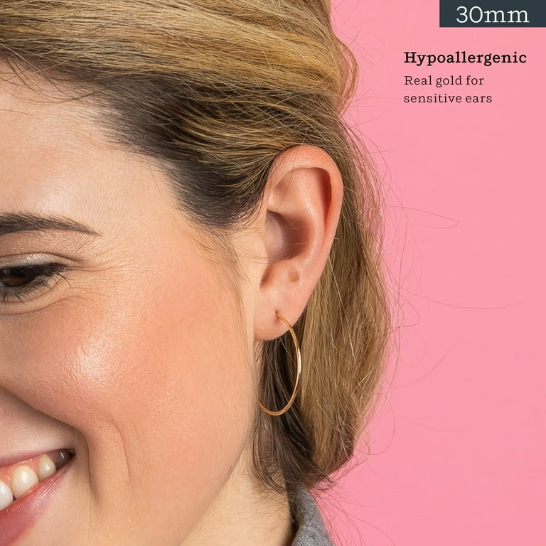 Thin white shop gold hoop earrings