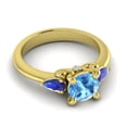 thumbnail image 2 of 2.50 Ct Round Shape Blue Topaz & Blue Sapphire Gemstone Trendy Anniversary Ring for her Solid 14K Yellow Gold Size 6.5 by Diamond-Capitals, 2 of 8