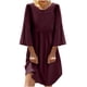 thumbnail image 1 of Puntoco Vestido Camisero Informal De Verano Para Mujer, Suelto, Con Cuello Redondo, Manga Corta, Color Liso, Vestido De Algodón Y Lino, Rojo Xxxxl,Regalos Para Mujer Joven, 1 of 5