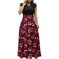 thumbnail image 2 of Dresses for Women 2024 Dressy Casual Short Sleeve Crewneck Sundress Summer Boho Floral Empire Waist Beach Maxi Dress, 2 of 6