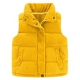 thumbnail image 4 of Cuzibr Girls Winter Jacket Solid Color Corduroy Quilted Sleeveless Vest Stand Collar Thermal Padded Cozy Soft Zipper Button Windproof Waistcoat Winter Clothing,Yellow,5-6 Years, 4 of 4