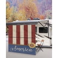 thumbnail image 5 of 4th of July RV Awning Sun Shade Screen 9'X7' Red Blue Stripes America Mesh Sunscreen Sunflower Awning Shade Screen with Zipper UV Blocker Completed Kits Outdoor Canopy for RV Motorhome Camper Travel, 5 of 7