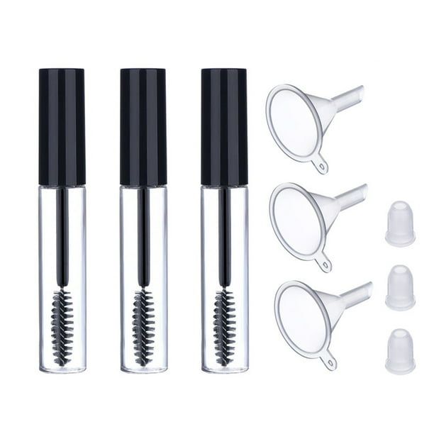 Mascara de pestañas en crema en frasco con aplicador, 10 ml, 3 unidades, envase recargable