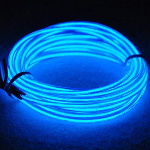 EL Wire Rope Lights Portable Battery Powered Wire Pack Drivers with 3 Modes EL Wire Flexible Glowing Strobing Electroluminescence for Xmas Party Decor