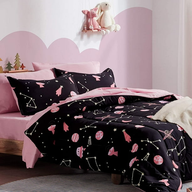 Sleep Zone Kids Bed In A Bag Bedding Set Easy Care Microfiber Ultra Soft Comforter And Sheet Sets With Shams 5 Pieces Galaxy Black Pink Twin Com - Black Pink Bedding Sets Sleep Zone Kids Bed In A Bag Bedding Set Easy Care Microfiber Ultra Soft Comforter And Sheet Sets With Shams 5 Pieces Galaxy Black Pink Twin Com - Black Pink Bedding Sets
