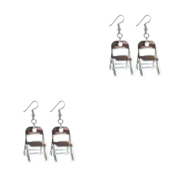 Pendientes de silla plegables ligeros y de moda Sonducket aleación para cualquier ocasión Pendientes de movimiento de silla plateados plata 2Conjunto