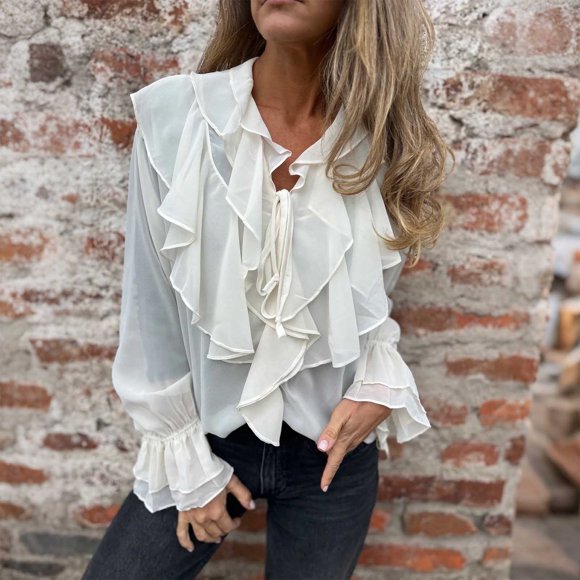Tops for Women, Women's Solid Color Trumpet Long Sleeved Bandage Turndown Collar Button Top, Holiday Gifts, M