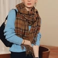 thumbnail image 4 of Prolriy Scarf for Women Autumn and Winter Colorful Plaid Shawl Thickening Warm Fringe Scarf Womens Scarf B, 4 of 8