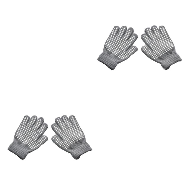 Sonducket 1 par de guantes para niños pequeños Accesorio de ropa al aire libre Cubierta de calentamiento Punto antideslizante Guantes de punto gris claro 2piezas