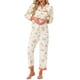 thumbnail image 2 of Conjunto de pijama de maternidad para mujeres, algodón, floral, leopardo, de manga larga, pantalones con cintura elástica, ropa de descanso para la lactancia, 2XL, amarillo, 2 of 6
