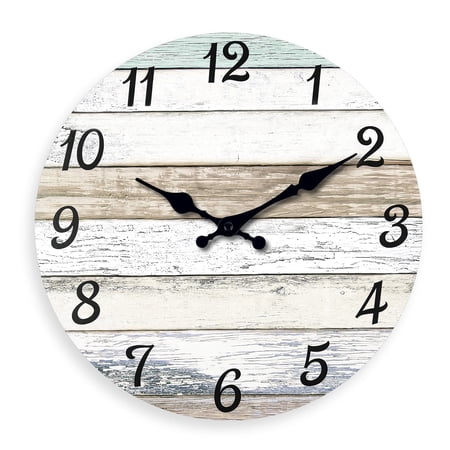 Large Rustic Retro Wooden Wall Clock Battery Operated 24 Inch