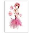 thumbnail image 2 of Femme en Robe et Chapeau Rose - Impression sur Toile Portrait Art Numérique, 2 of 3