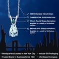 thumbnail image 2 of Gem Stone King 14K White Gold Sky Blue Aquamarine and Blue Diamond Pendant Necklace for Women | 0.80 Cttw | Gemstone March Birthstone | Pear Shape 8X5MM | With 18 inch Chain, 2 of 6