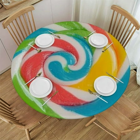 

Autua Candy Lollipops Colorful Round Table Cover Stain Resistant Washable for Indoor Outdoor Kitchen Dining Wedding Parties Pack of 1 100% Polyester Fiber 46 -50