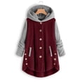 thumbnail image 2 of ZRBYWB Womens Coats Women's Plus Size Casual Color Block Plush Sweatshirt Hoodie Loose Blouse Warm Coat Fashion Overcoat, 2 of 4