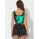 thumbnail image 4 of Camiseta sin mangas Allegra K con lentejuelas metálicas para mujer Verde azul S, 4 of 5