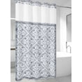 thumbnail image 2 of No Hook Shower Curtain with Snap-in Liner, Grey Flowers Waterproof Fabric Bathroom Curtains, Spring Floral Farmhouse Retro Art Bath Curtains & Mesh Top Window 54"x78", 2 of 9