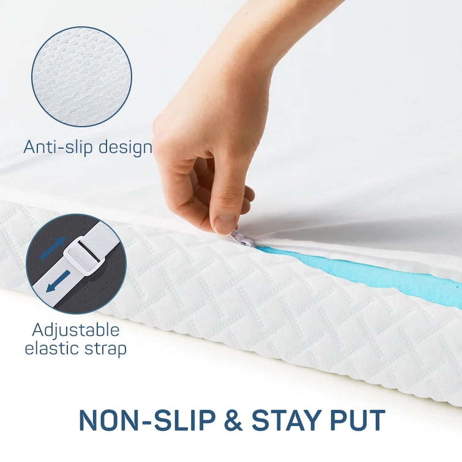 2 Inch TwinXL Mattress Topper With Cover, Foam Mattress Topper for Back Pain, Gel Infused Mattress Pad