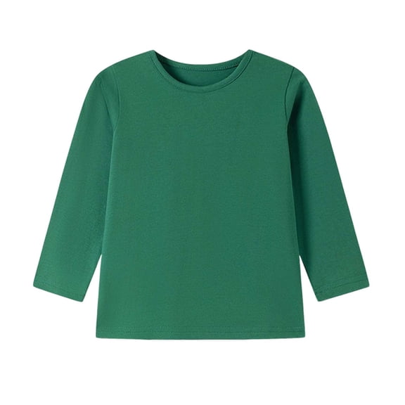 Kids Crew Neck Long Sleeve Basic Shirt, Soft Breathable Cotton Pullover Tee Tops for Fall Daily Layering Wear 3-4Y