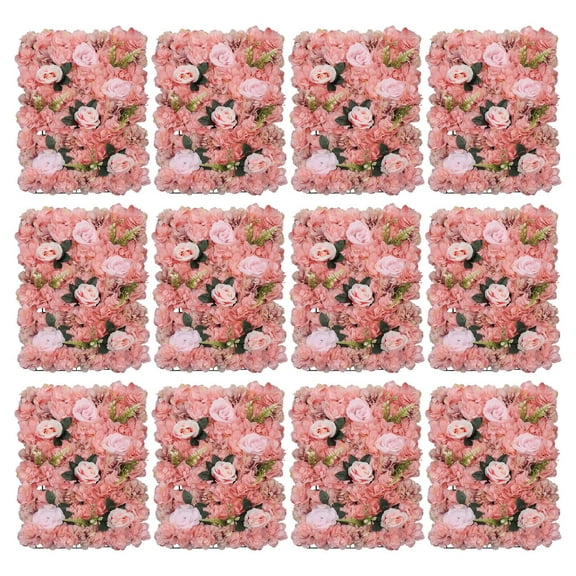 12pcs Realistic Flower Wall Background Artificial 3D Silk Rose Fake Flower Wall Panel for Wedding Party Decor