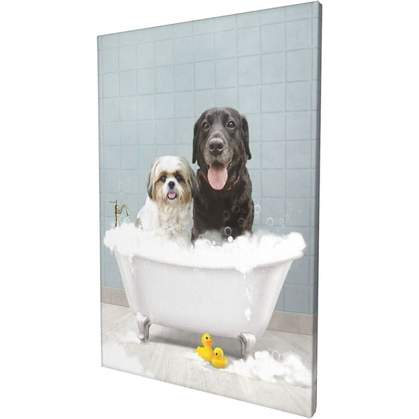Bathroom Decor Wall Art Two Dogs In The Tub Prints Kids Bathroom Wall Art Funny Animal Picture