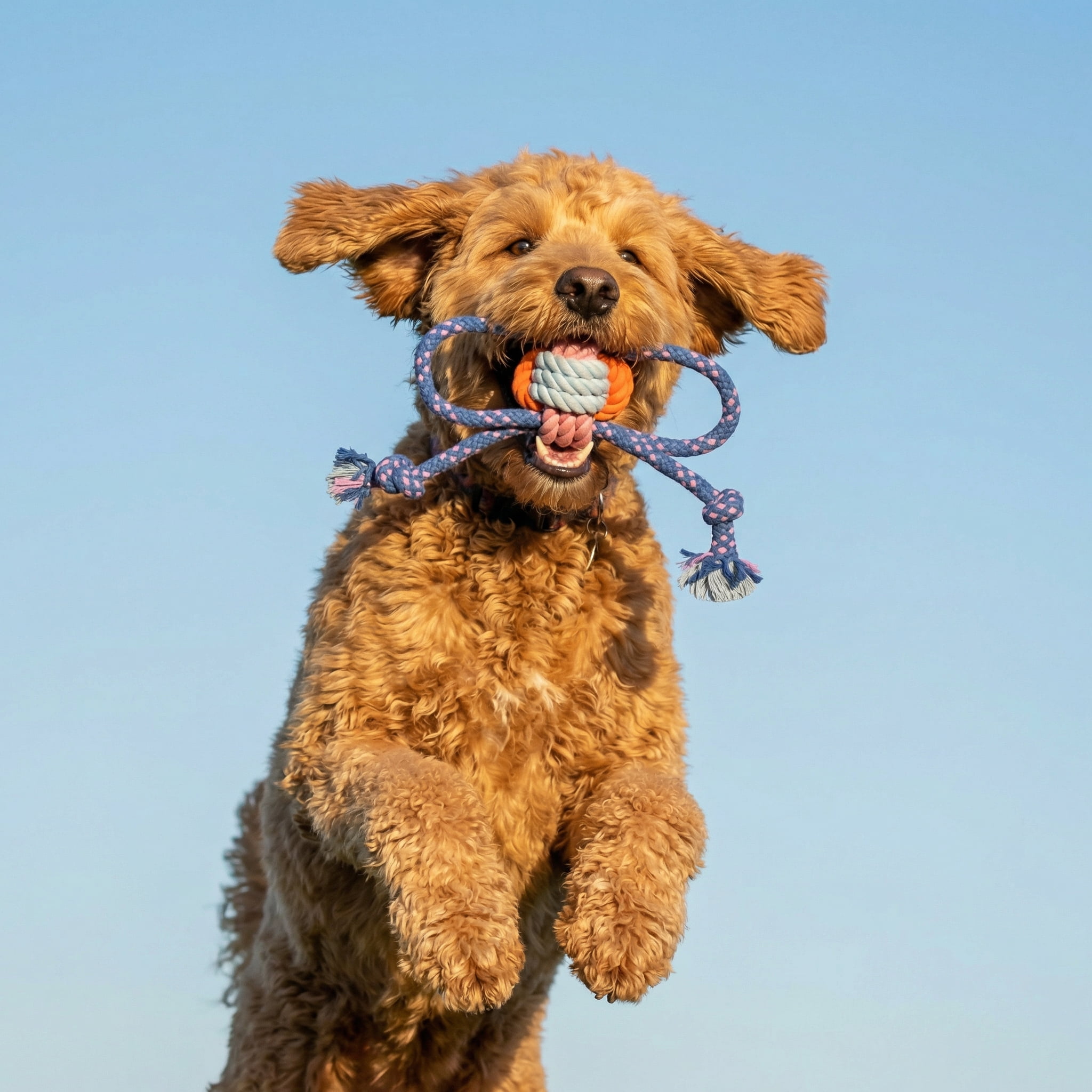 Oodles Durable Lasso Rope Dog Toy Set, Blue, Small