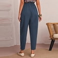 thumbnail image 7 of EDFBUYKRS Female Women Pants Casual Linen Pants Women Petite Short Length Women's Spring and Summer and Linen Solid Color Casual Stitching Wide-Leg Trousers Loose Pocket Straight-Leg Pants Xl, 7 of 7