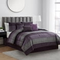 thumbnail image 2 of Mainstays Hudson 7-Piece Plum/Black Striped Polyester Comforter Set, King, 2 of 9