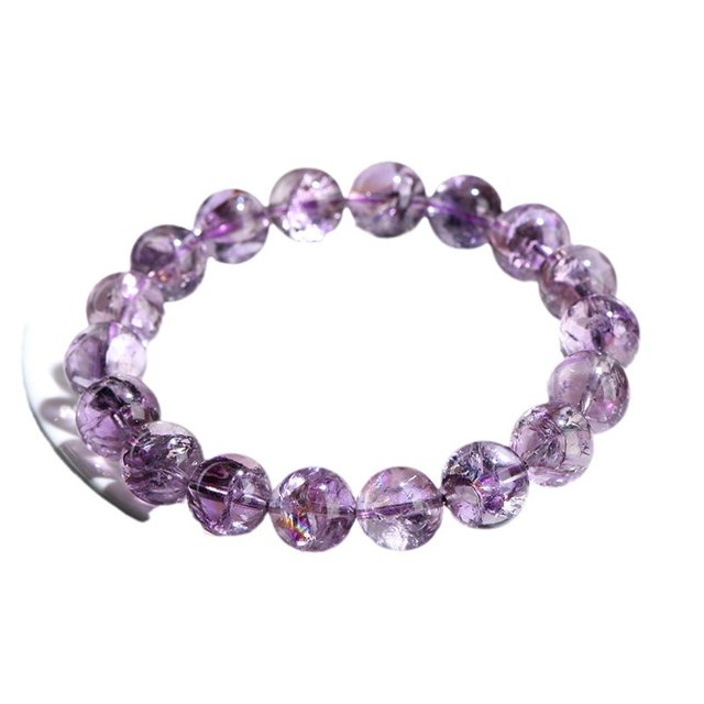 Pulsera de cristal Assai morado natural, 8-9 mm, 23 cuentas para mujer