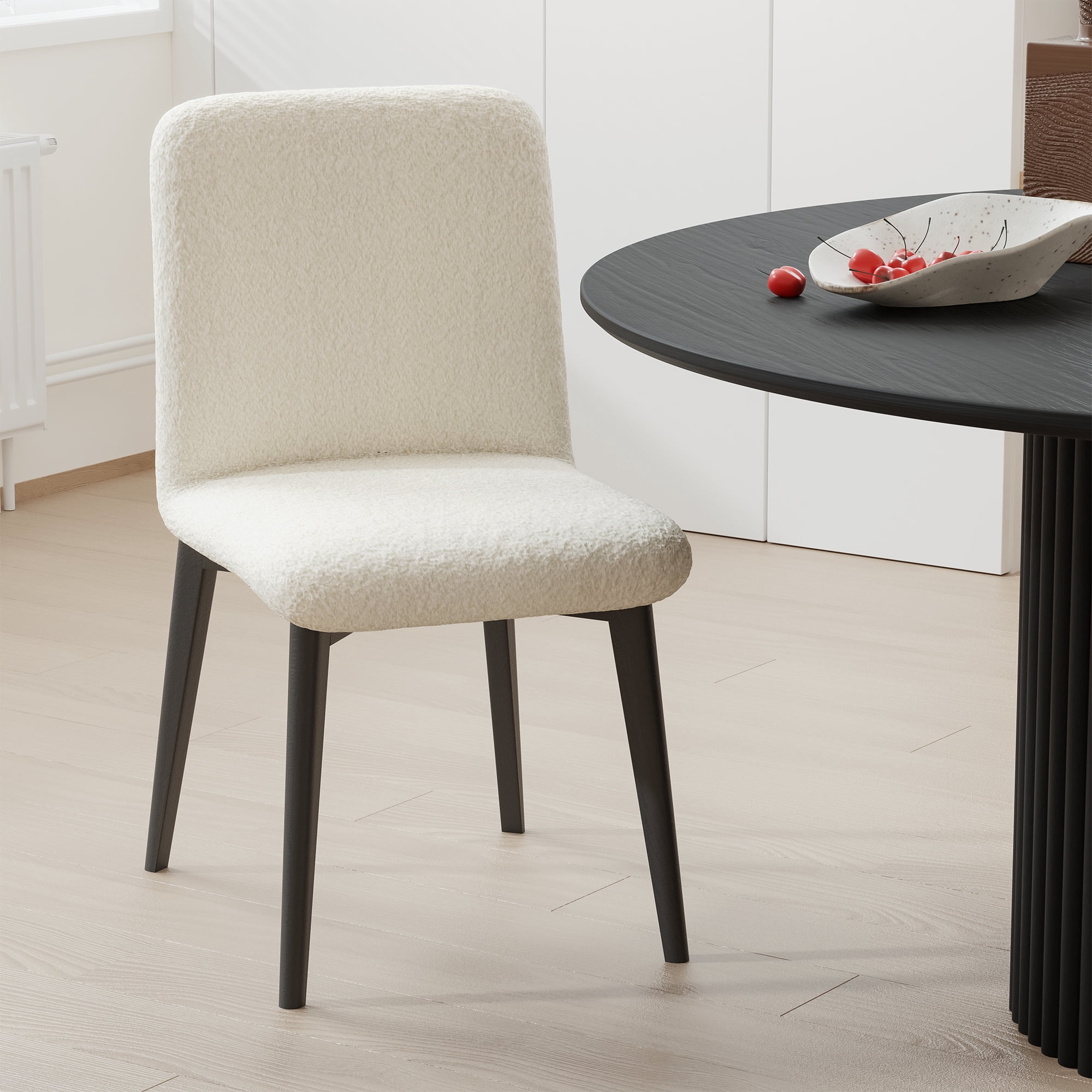 Bethea Solid Wood and Fabric Dining Chairs in Black (Set of 2)