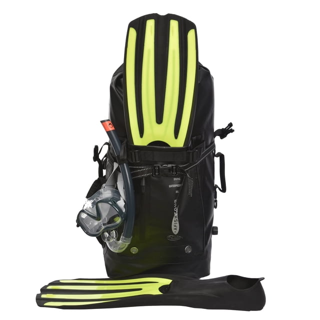 AFISHTOUR Sac à Dos Imperméable Robuste, Sac Étanche Flottant à Dessus Roulé de 35 L pour le Kayak, la Randonnée (Noir)