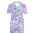 thumbnail image 5 of Tnhcen Women's Christmas Lights Print Pajama Set Short Sleeve Button-Down Top & Elastic Waist Shorts Holiday Sleepwear Loungewear Soft Sizes S-2XL, 5 of 5