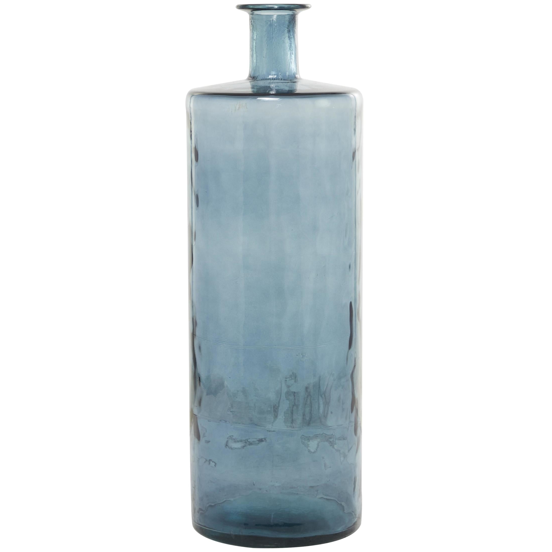 DecMode 30" Handmade Tall Spanish Bottle Neck Teal Recycled Glass Vase