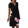 thumbnail image 1 of QIPOPIQ Robes pour Femmes Robe Fluide à Volants Manches Courtes Robes Décontractées Tendance Robe d'Été Col en V Robe Imprimée Offres 2023, 1 of 5