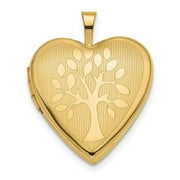 14K Yellow Gold 20 mm Tree Heart Locket Pendant