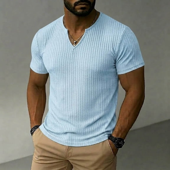 Athletic T-Shirts for Men Short Sleeve V Neck Workout Tshirts Shirts Mens Casual Stretchy Slim V Neck Basic Tees Tops Fathers Gifts