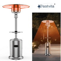 EastVita Patio Heater, 48,000 BTU Outdoor Patio Heater with Wheels & Table Design, Triple Protection System, Stainless Steel Outdoor Heater