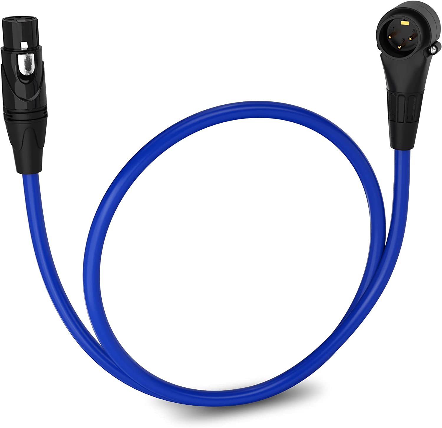 LyxPro 1.5 Feet Right Angle XLR Microphone Cable, Male to Female XLR Cable, 3 Pin Mic Cord